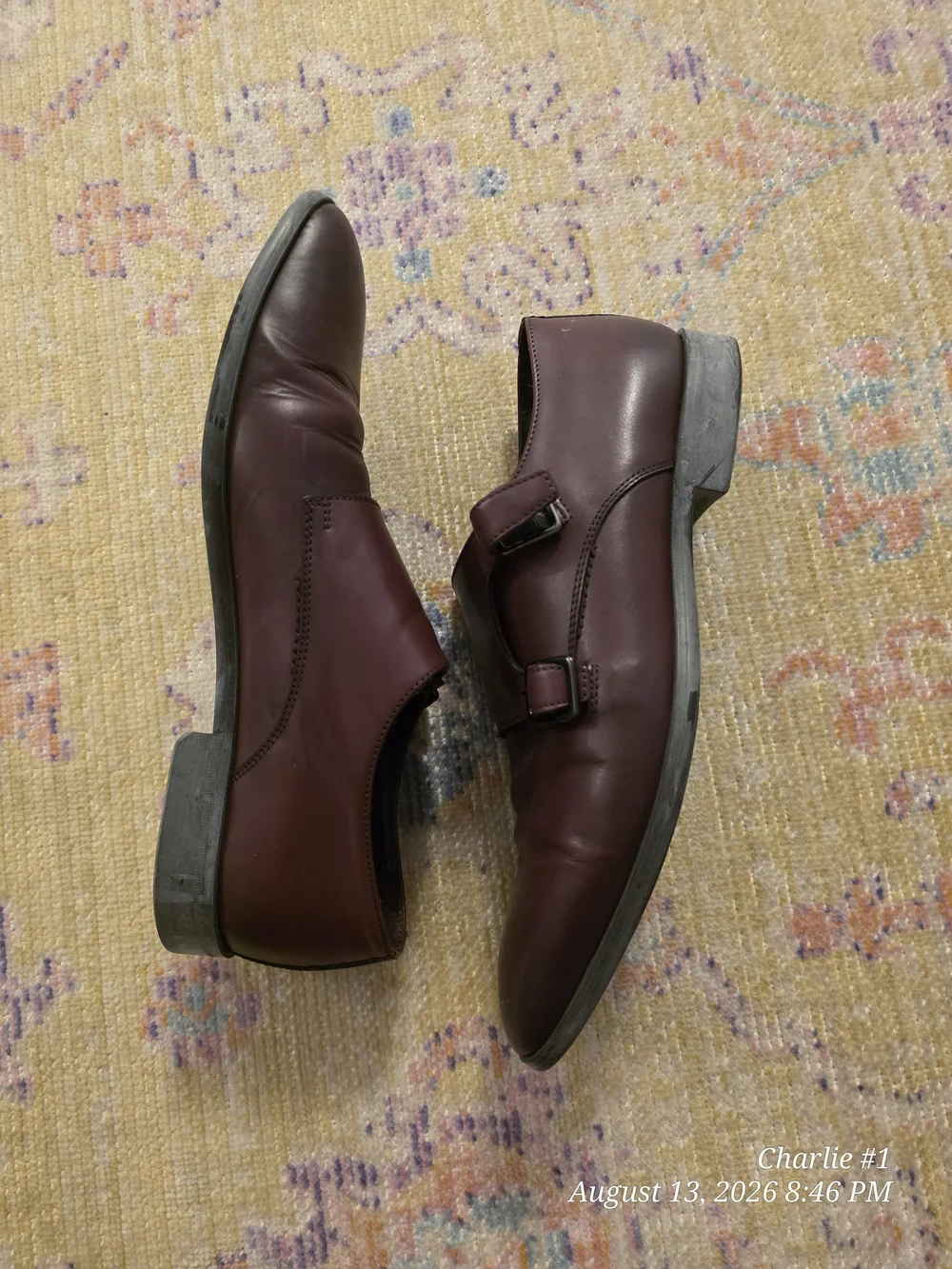 Bruno Magli oxblood leather double-monk strap Shoes